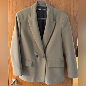 Zara Olive Green Double Breasted Blazer